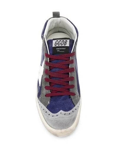 Shop Golden Goose Mid Star Sneakers In P4 Navy Suede-white Star