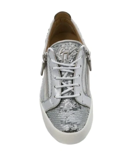 Shop Giuseppe Zanotti Gail Glitter Sneakers In Silver