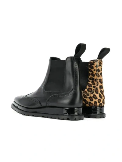 Shop Sacai Leopard Print Chelsea Boots In Black