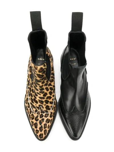 SACAI LEOPARD PRINT CHELSEA BOOTS - 黑色