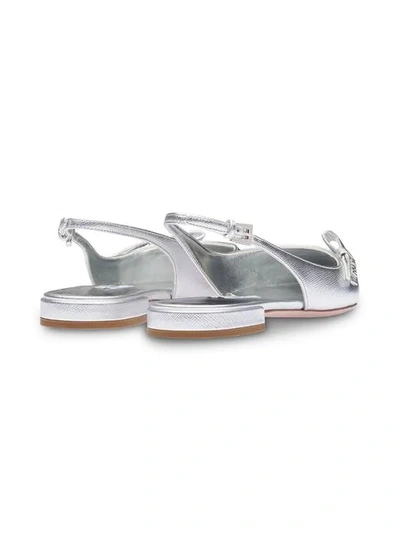 Shop Prada Pointed Slingback Ballerina Flats In Silver