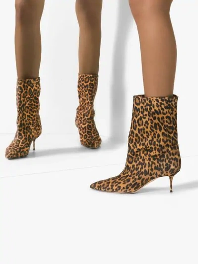 Shop Aquazzura Very Boogie 60mm Leopard Print Boots In Brown