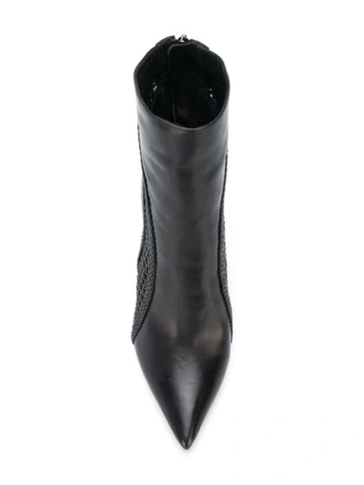 Shop Alexandre Birman Mesh Detail Ankle Boots In Black