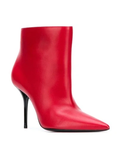 Shop Saint Laurent Pointed Ankle Boots In Red
