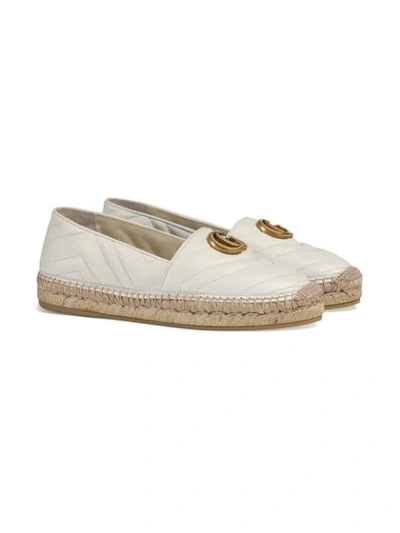 Shop Gucci Leather Espadrille With Double G In White