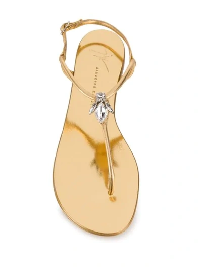 Shop Giuseppe Zanotti Hollie Crystal Sandals - Gold