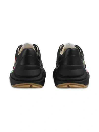 Shop Gucci Brand Logo Rhyton Leather Sneakers In Black