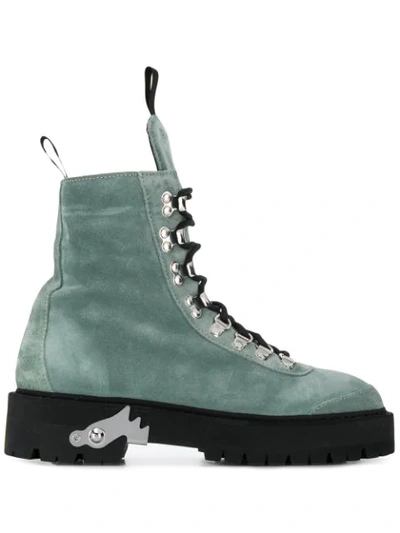 Shop Off-white Lace-up Hiking Boots In 4100 Light Green No