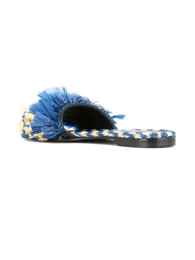 Shop Avec Modération Fringed Slippers In Blue