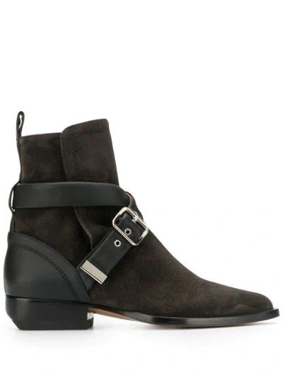 Shop Chloé Rylee Buckle Boots In Grey