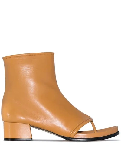 LOEWE CAMEL BROWN 60 THONG LEATHER BOOTS - 棕色