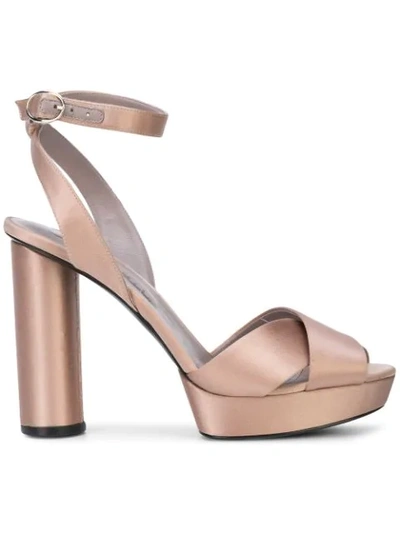 Shop Oscar De La Renta Ankle Strap Platform Sandals In Metallic