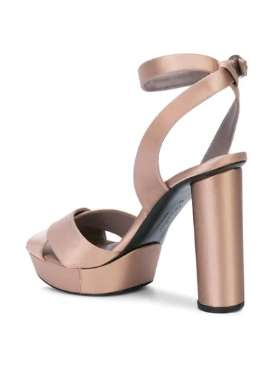 Shop Oscar De La Renta Ankle Strap Platform Sandals In Metallic