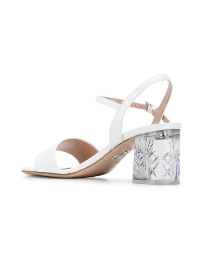 Shop Miu Miu Block Heel Sandals In F0009 White