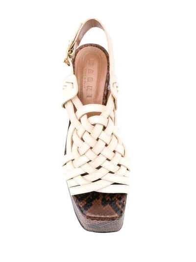 Shop Marni Intrecciato Weave Platform Sandals In 00w11