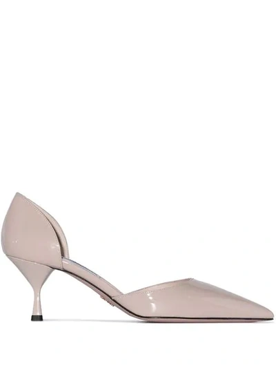 Shop Prada Nude Cutout 65 Patent Leather Pumps In Neutrals