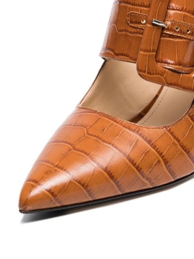 Shop Attico Brown Croc-effect Leather Mules