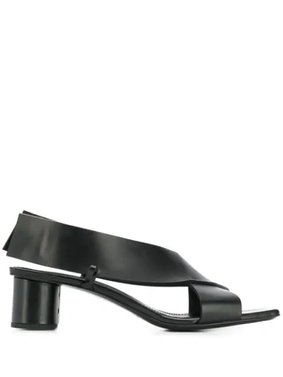 Shop Jil Sander Crossover Strap Sandals - Black