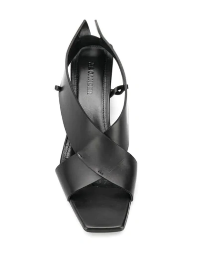 Shop Jil Sander Crossover Strap Sandals - Black