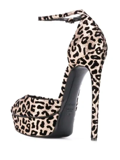 Shop Casadei Leopard Print Heeled Sandals In Black