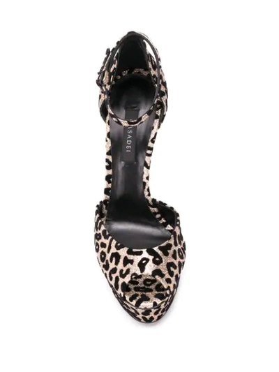 Shop Casadei Leopard Print Heeled Sandals In Black
