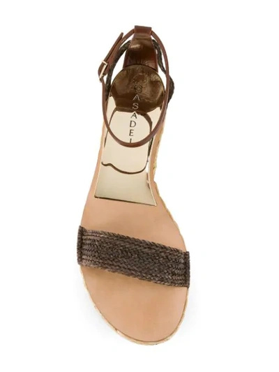 Shop Casadei Woven Strap Sandals In Brown