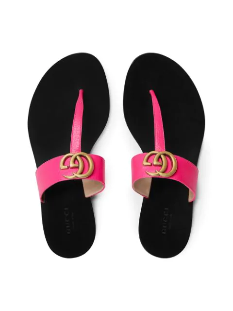 gucci flat neon leather thong sandals