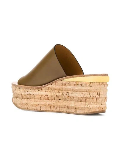 Shop Chloé Camille Wedge Mules In Brown