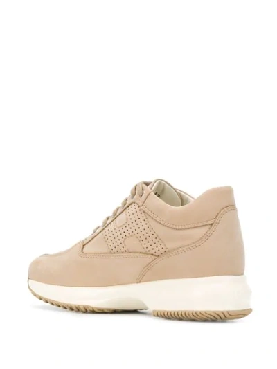 Shop Hogan Perforated Logo Sneakers In Neutrals