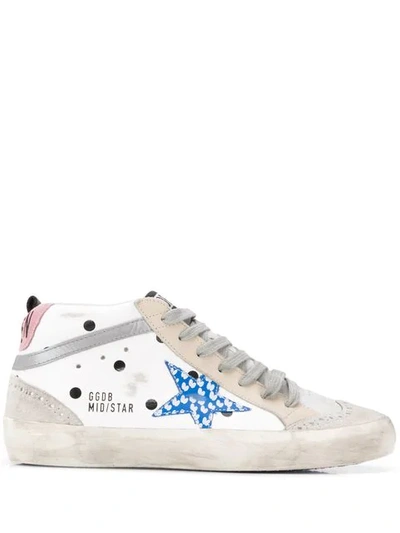 GOLDEN GOOSE DELUXE BRAND MID STAR PATCH SNEAKERS - 白色