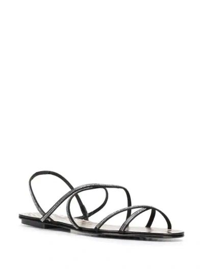 Shop Pedro Garcia Strappy Flat Sandals In Black