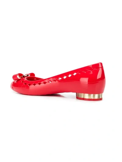 Shop Ferragamo Cut Out Ballerina Shoes In Red