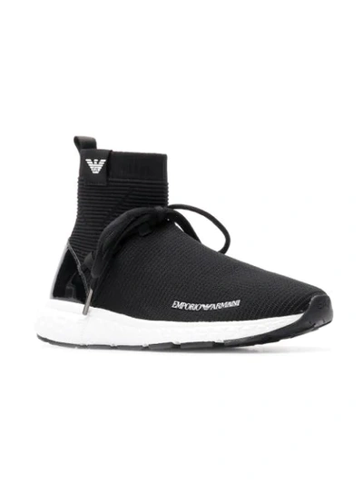 Shop Emporio Armani Sock-sneakers - Schwarz In Black