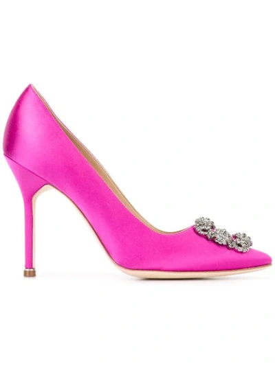 Shop Manolo Blahnik Hangisi 105 Pumps In Pink