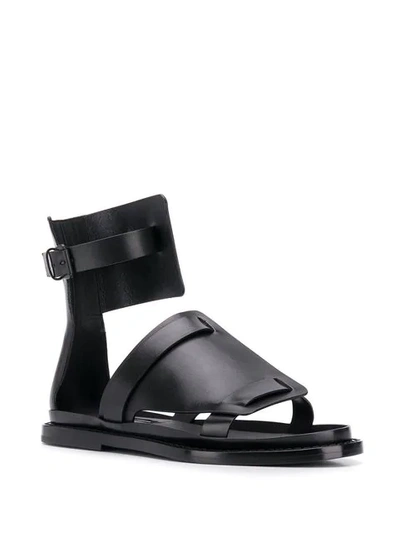 Shop Ann Demeulemeester Flat Gladiator Sandals In Black