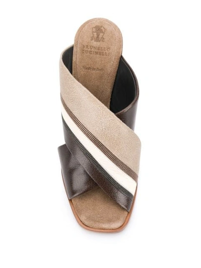 BRUNELLO CUCINELLI DOUBLE STRAP MULES - 棕色