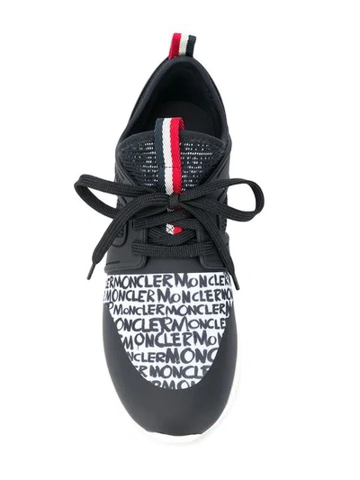 Shop Moncler Logo Print Sneakers In Black