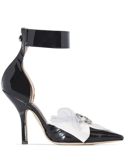Shop Midnight 00 105 Brooch Bow Ankle Strap Pumps In Black