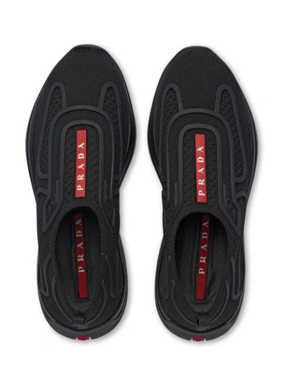 Shop Prada Fabric Slip-on Sneakers In Black