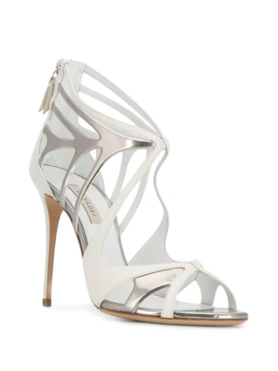 Shop Casadei Metallic Stiletto Sandals In White