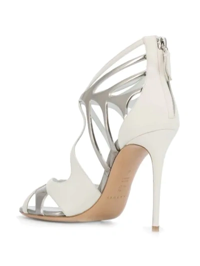 Shop Casadei Metallic Stiletto Sandals In White