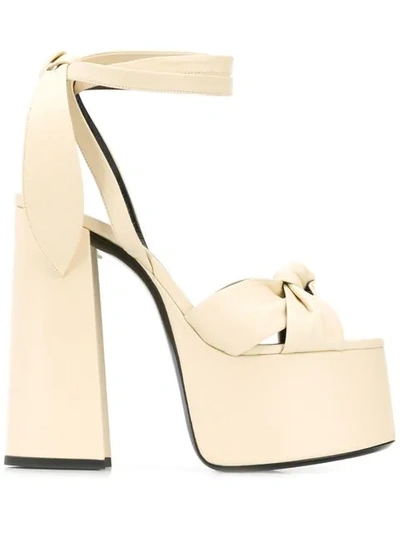 Shop Saint Laurent Paige 145mm Platform Sandals In Neutrals