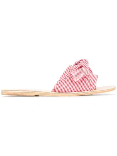 Shop Ancient Greek Sandals Gingham Open In Red