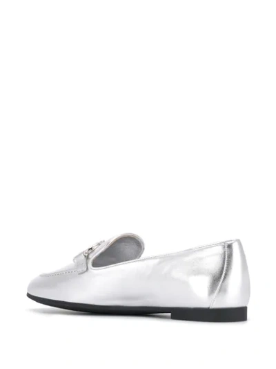 Shop Ferragamo Almond Toe Slippers In Silver