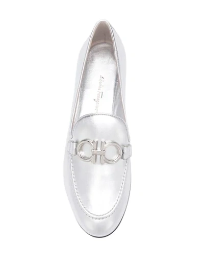 Shop Ferragamo Almond Toe Slippers In Silver