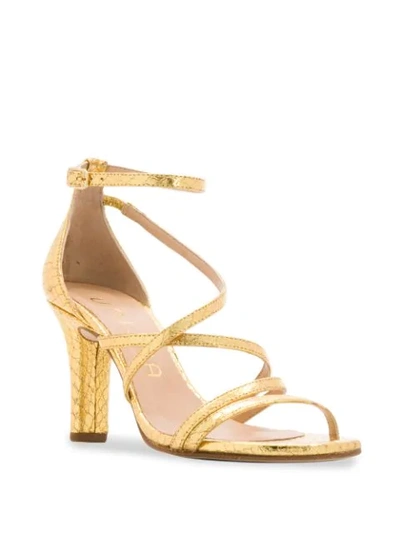 Shop Unisa Crocodile Effect Sandals - Gold