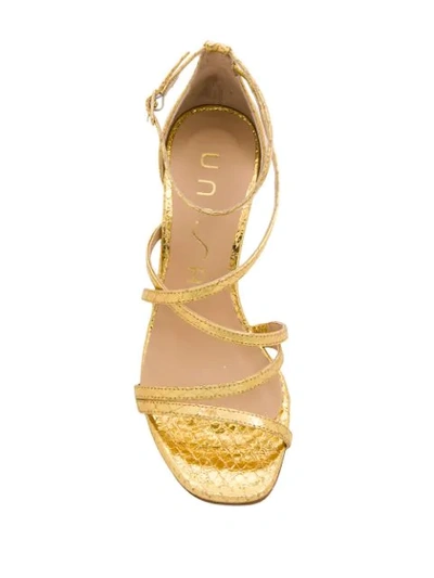 Shop Unisa Crocodile Effect Sandals - Gold