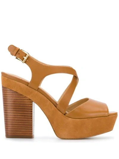 Shop Michael Michael Kors Wedge Sandals In Brown