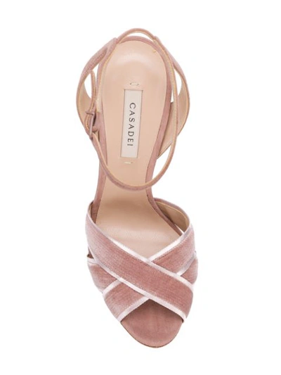 Shop Casadei Crossover Strap Sandals - Neutrals