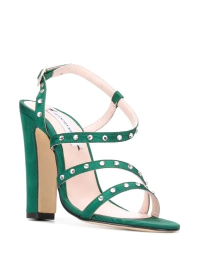 Shop Leandra Medine Studded High-heeled Sandals In Green